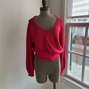 Free People V-Neck Sweater - Pink